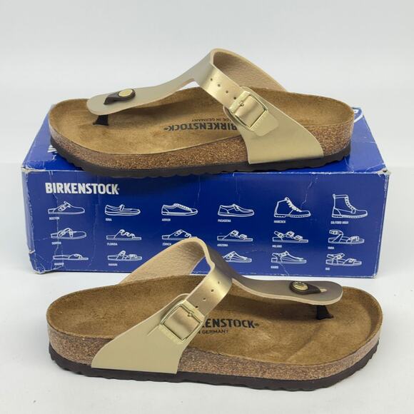 Birkenstock Gizeh Thong Sandals Gold Birko-Flor Size 8 Women’s EU 39 - Picture 1 of 6